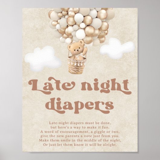Teddy Bear Baby Showgame Spate Night Diapers Poster (Vorne)