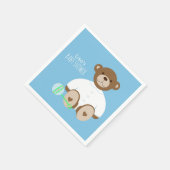 Teddy Bear Baby Showpaper Napkin - auf blau Serviette (Ecke)