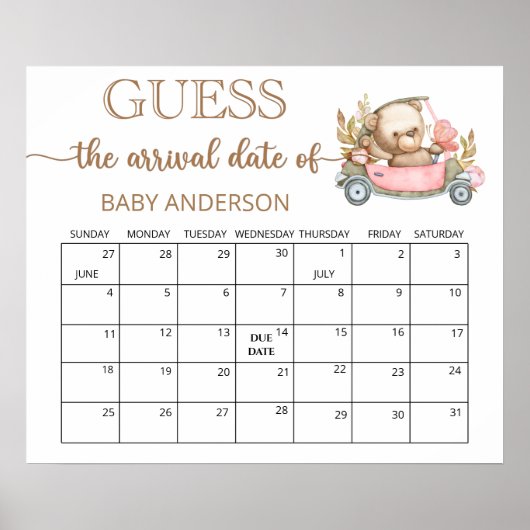Teddy Bear Baby Showrate Terminkalender Poster (Vorne)