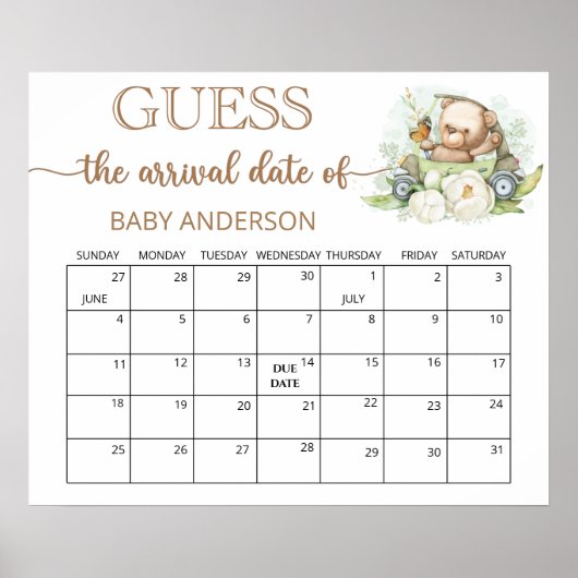 Teddy Bear Baby Showrate Terminkalender Poster (Vorne)
