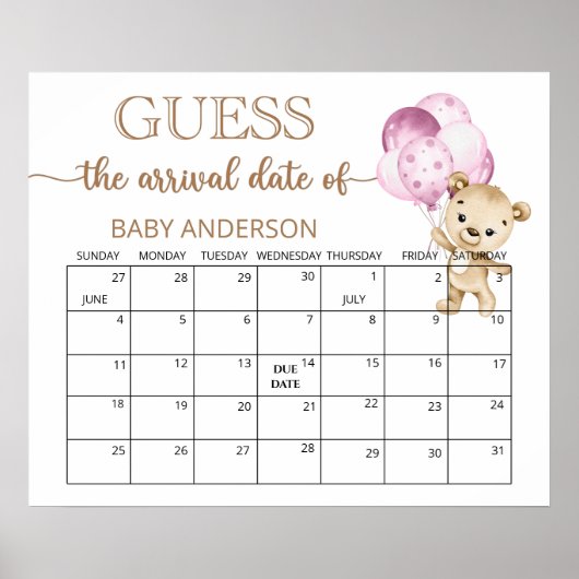 Teddy Bear Baby Showrate Terminkalender Poster (Vorne)