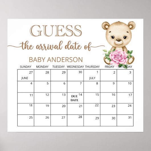 Teddy Bear Baby Showrate Terminkalender Poster (Vorne)