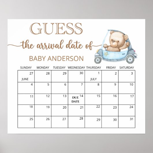 Teddy Bear Baby Showrate Terminkalender Poster (Vorne)
