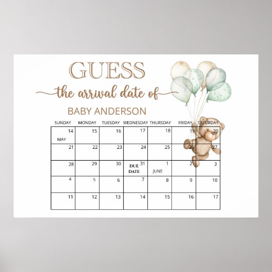 Teddy Bear Baby Showrate Terminkalender Poster (Vorne)