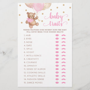 Teddy Bear Baby Tracks Game Baby Shower