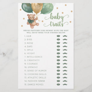 Teddy Bear Baby Tracks Game Baby Shower