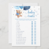 Teddy Bear Baby Tracks Game Baby Shower Card Einladung (Vorderseite)