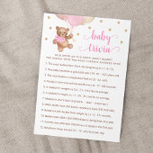 Teddy Bear Baby Trivia Baby Duschkarte Einladung