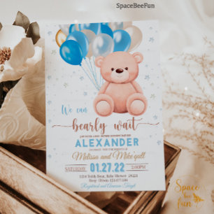 Teddy Bear Babydusche, die wir frühzeitig abwarten Einladung