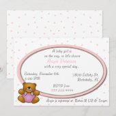 Teddy Bear Babydusche Einladung (Vorne/Hinten)