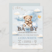 Teddy Bear Babydusche kann frühzeitig abwarten Einladung (Vorne/Hinten)