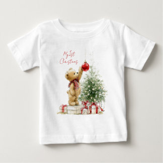 Teddy Bear Baby's First Christmas Baby T-shirt