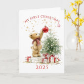 Teddy Bear Baby's First Christmas Card Karte (Gelbe Blume)