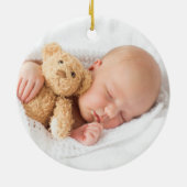 Teddy Bear Baby's First Christmas Foto Keramik Ornament (Hinten)