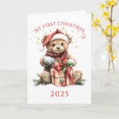 Teddy Bear Baby's First Christmas  Karte (Gelbe Blume)