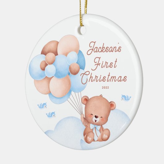 Teddy Bear Baby's First Christmas Keramik Ornament (Links)