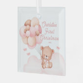 Teddy Bear Baby's First Christmas Ornament Aus Glas (Vorderseite links)