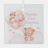 Teddy Bear Baby's First Christmas Ornament Aus Glas (Vorderseite)