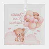 Teddy Bear Baby's First Christmas Ornament Aus Glas (Rückseite)