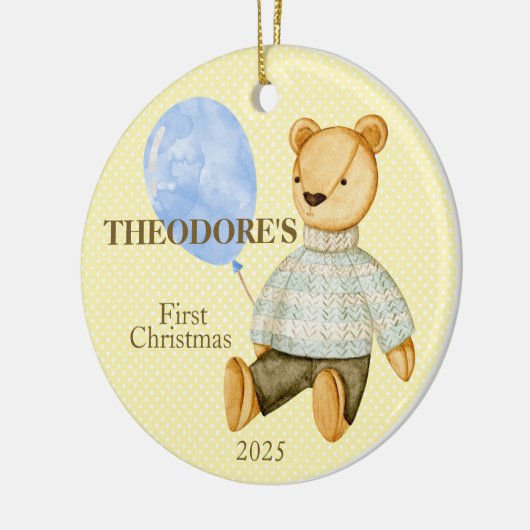 Teddy Bear Baby's First Keramik Ornament (Links)