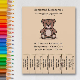 Teddy Bear - Babysitter Abreißen Strips Flyer