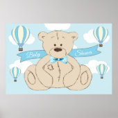 Teddy Bear Backdrop, Es ist ein Junge, Baby Dusche Poster (Vorne)