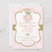Teddy Bear Ballerina Einladung (Vorderseite)