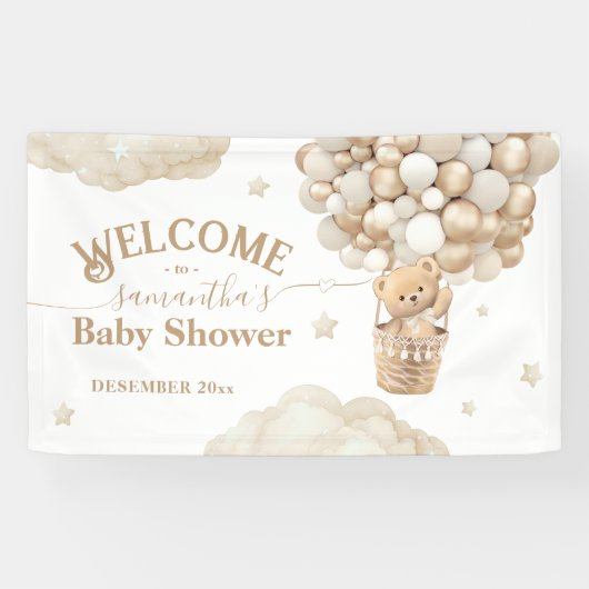 Teddy Bear Ballon Bearly Wait Baby Dusche Begrüßun Banner (Horizontal)