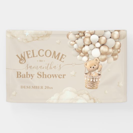 Teddy Bear Ballon Bearly Wait Baby Dusche Begrüßun Banner (Horizontal)