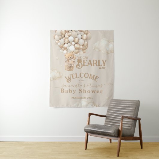 Teddy Bear Ballon Bearly Wait Baby Dusche Begrüßun Wandteppich (Beispiel)