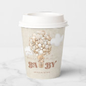 Teddy Bear Ballon Bearly Wait Neutral Baby Shower Pappbecher (Rückseite)