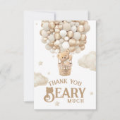 Teddy Bear Ballon Bearly Wait neutrale Baby Dusche Dankeskarte (Vorderseite)