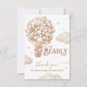 Teddy Bear Ballon Bearly Wait neutrale Baby Dusche Dankeskarte (Vorderseite)