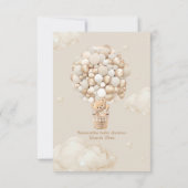 Teddy Bear Ballon Bearly Wait neutrale Baby Dusche Dankeskarte (Rückseite)