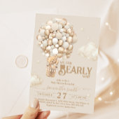 Teddy Bear Ballon Bearly Wait neutrale Baby Dusche Einladung