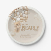 Teddy Bear Ballon Bearly Wait neutrale Baby Dusche Pappteller (Vorderseite)