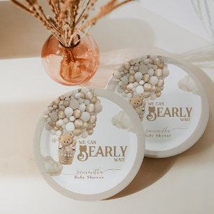Teddy Bear Ballon Bearly Wait neutrale Baby Dusche Pappteller