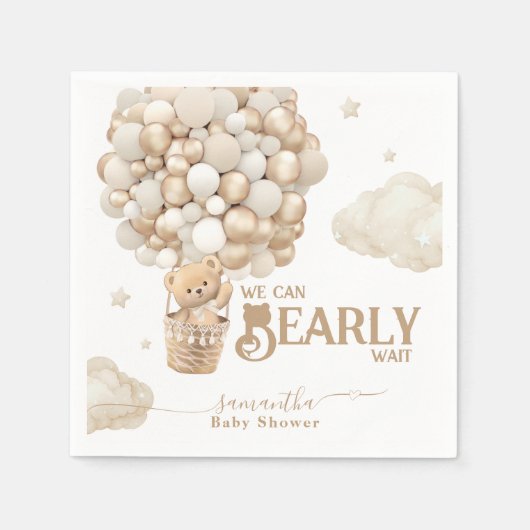 Teddy Bear Ballon Bearly Wait neutrale Baby Dusche Serviette (Vorderseite)