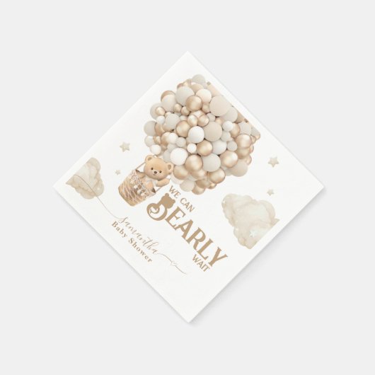 Teddy Bear Ballon Bearly Wait neutrale Baby Dusche Serviette (Ecke)
