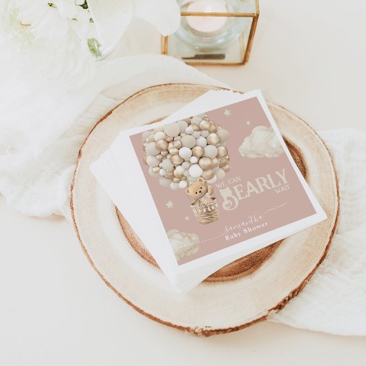 Teddy Bear Ballon Bearly Wait neutrale Baby Dusche Serviette