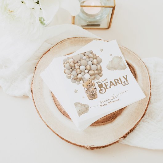 Teddy Bear Ballon Bearly Wait neutrale Baby Dusche Serviette