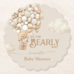 Teddy Bear Ballon Bearly Wait neutrale Baby Dusche Untersetzer<br><div class="desc">Ein kleiner Bär ist unterwegs? Natürlich wirst du feiern! Dieses Bärenballon " We Can Bearly Wait" Design hilft Ihnen bei der Planung einer großen geschlechtsneutralen Babydusche!</div>