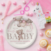 Teddy Bear Ballon Bearly Wait Pink Baby Dusche Pappteller (Party)