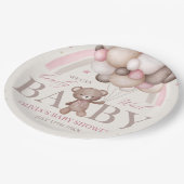Teddy Bear Ballon Bearly Wait Pink Baby Dusche Pappteller (Schrägansicht)