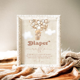 Teddy Bear Ballon Diaper Raffelposter Poster