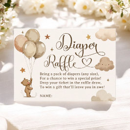 Teddy Bear Ballon Diaper Raffle Baby Dusche Begleitkarte