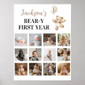Teddy Bear Ballon Erstes Jahr Foto Meilenstein Poster (Vorne)