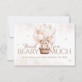 Teddy Bear Ballon Neutral Baby Dusche Dankeskarte (Vorderseite)