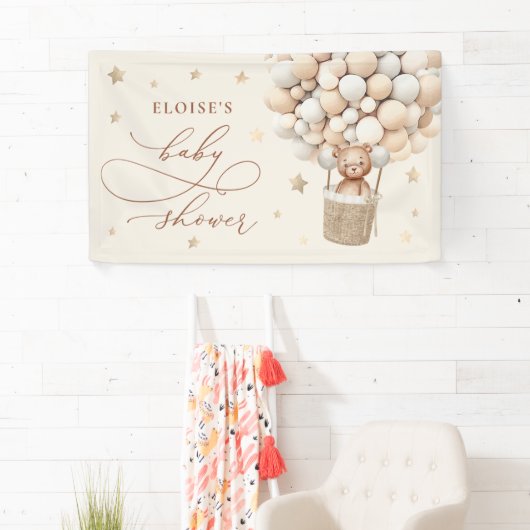 Teddy Bear Ballon Neutral Bearly Wait Baby Shooter Banner (Insitu)