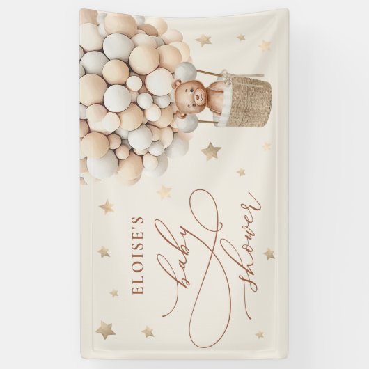 Teddy Bear Ballon Neutral Bearly Wait Baby Shooter Banner (Vertikal)